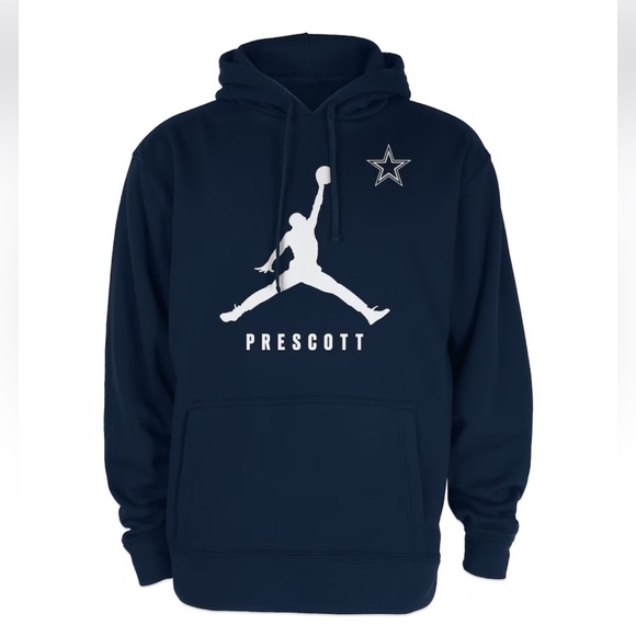 Dallas Cowboys Prescott Jordan Brand Navy Lockup Pullover Hoodie NWT Size M - Picture 1 of 1